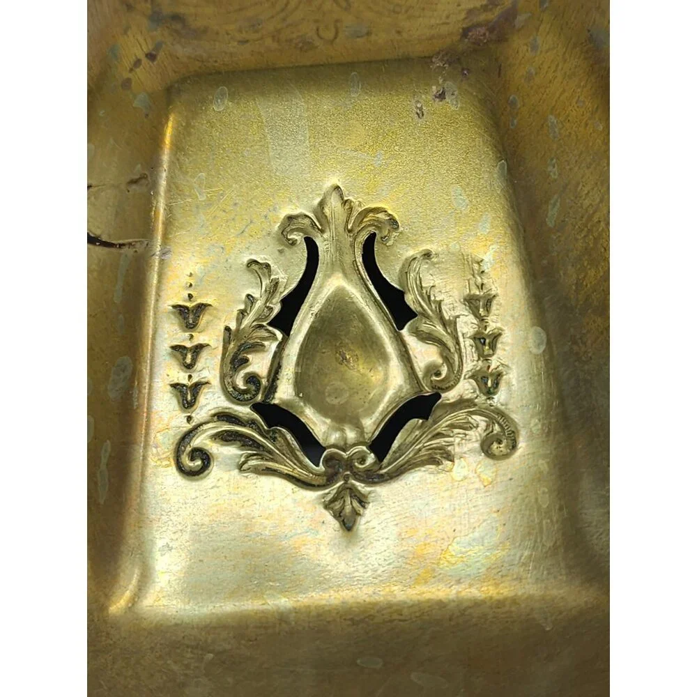 Vintage Brass Bread/Trinket‎ Tray Oval Dish With Abstract Etchings